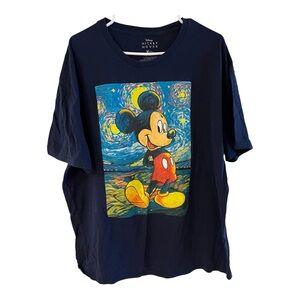 Disney 2XL Unisex Mickey Mouse Starry Short Sleeve T-Shirt Dark Navy